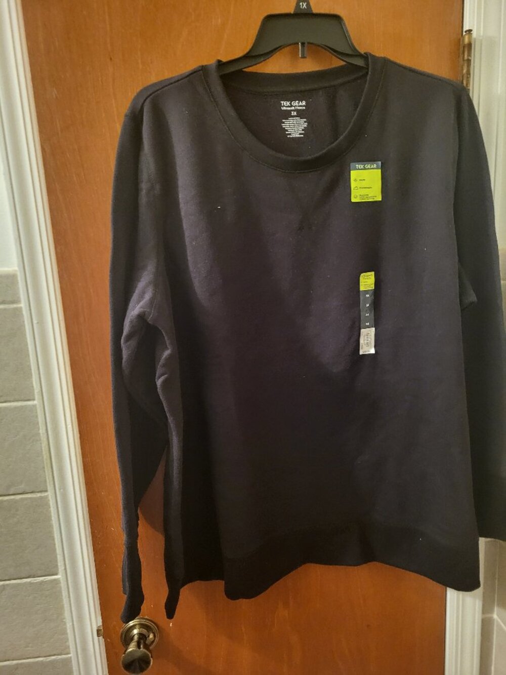 Tek Gear Ultrasoft Fleece Crewneck Sweatshirt Black Plus Size 3X NWT